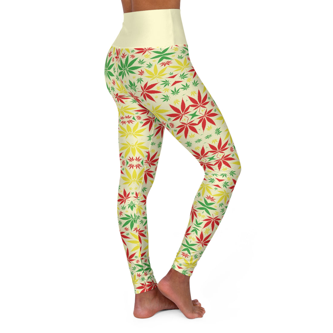 Cream Tropical Rasta Toned Yoga Leggings