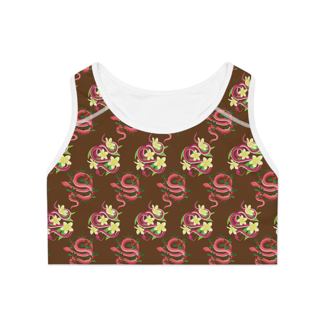 Brown Snake Print (AOP) Racerback Sports Bra