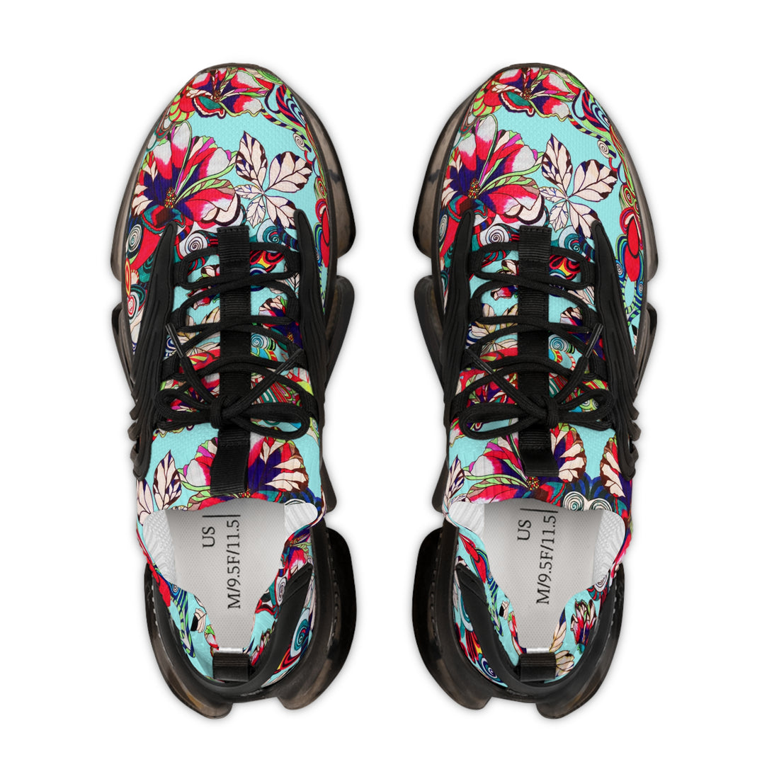 Icy Blue Floral Pop OTT Men's Mesh Knit Sneakers