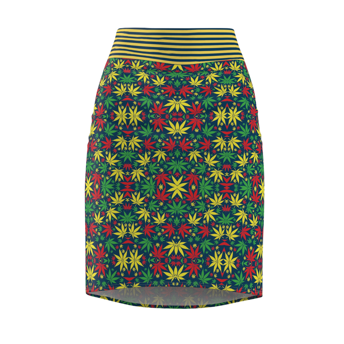 Blue Tropical Rasta Toned Pencil Skirt