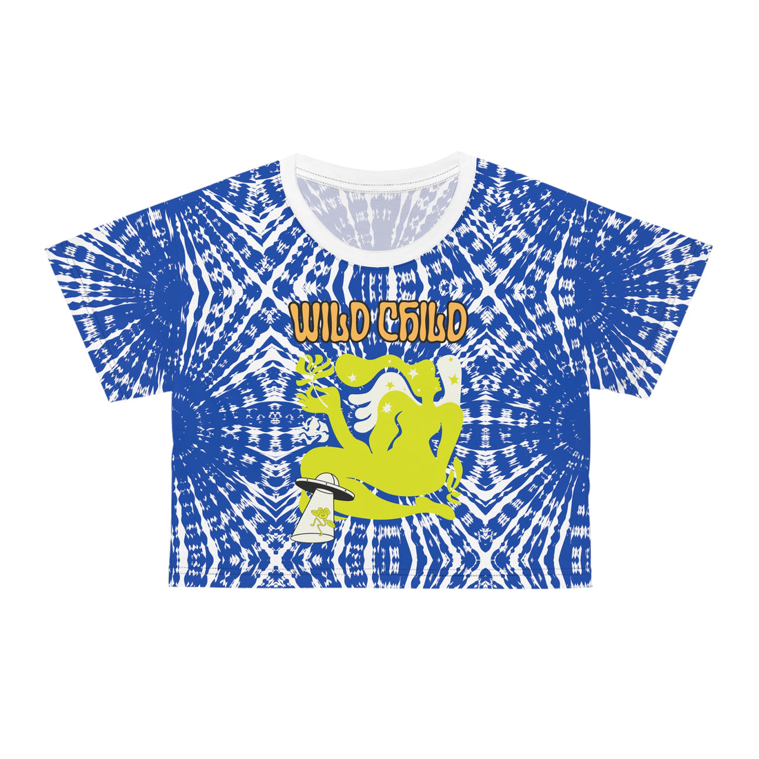 White Wild Child Printed AOP Crop Tee