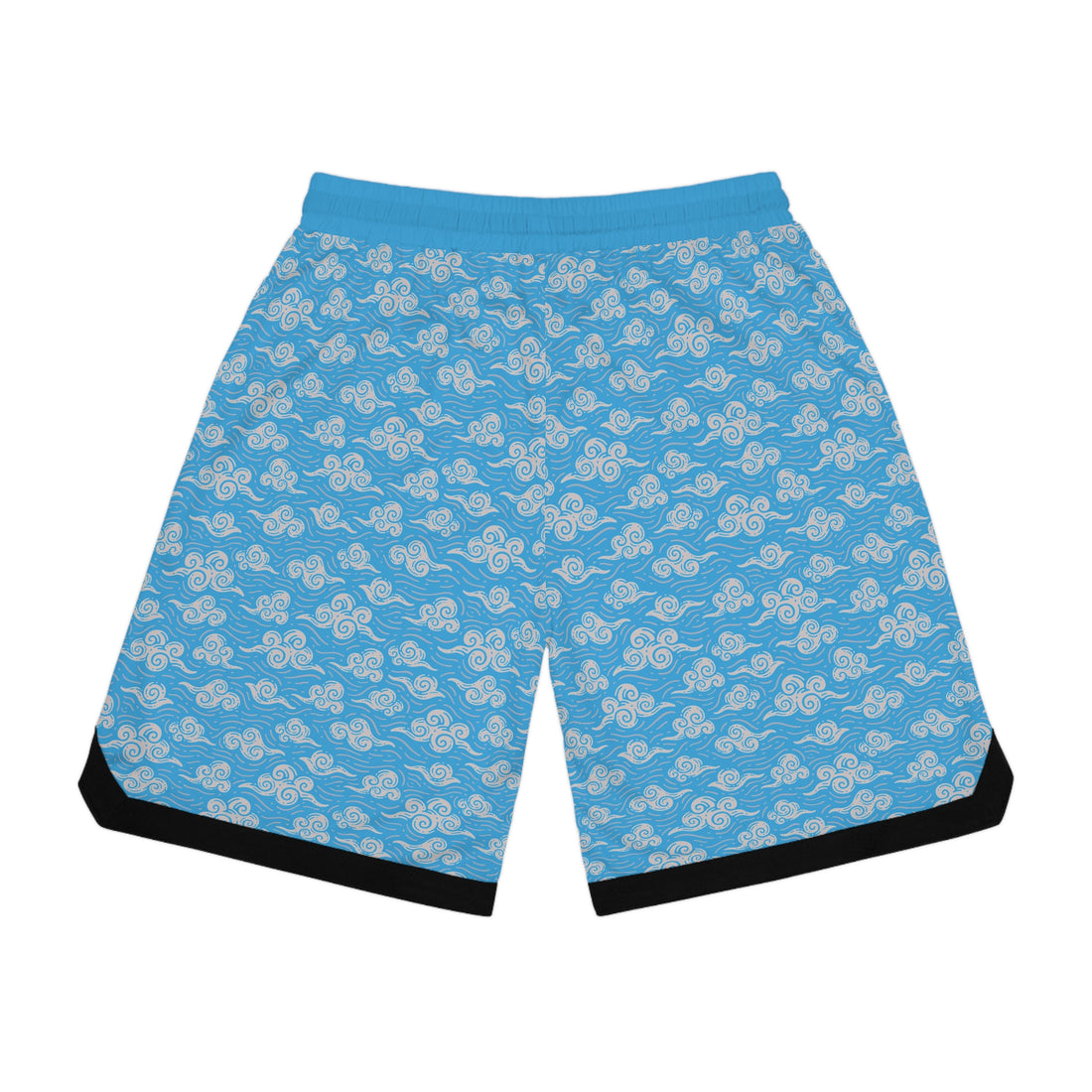 Aqua Oriental Clouds Basketball Rib Shorts (AOP)
