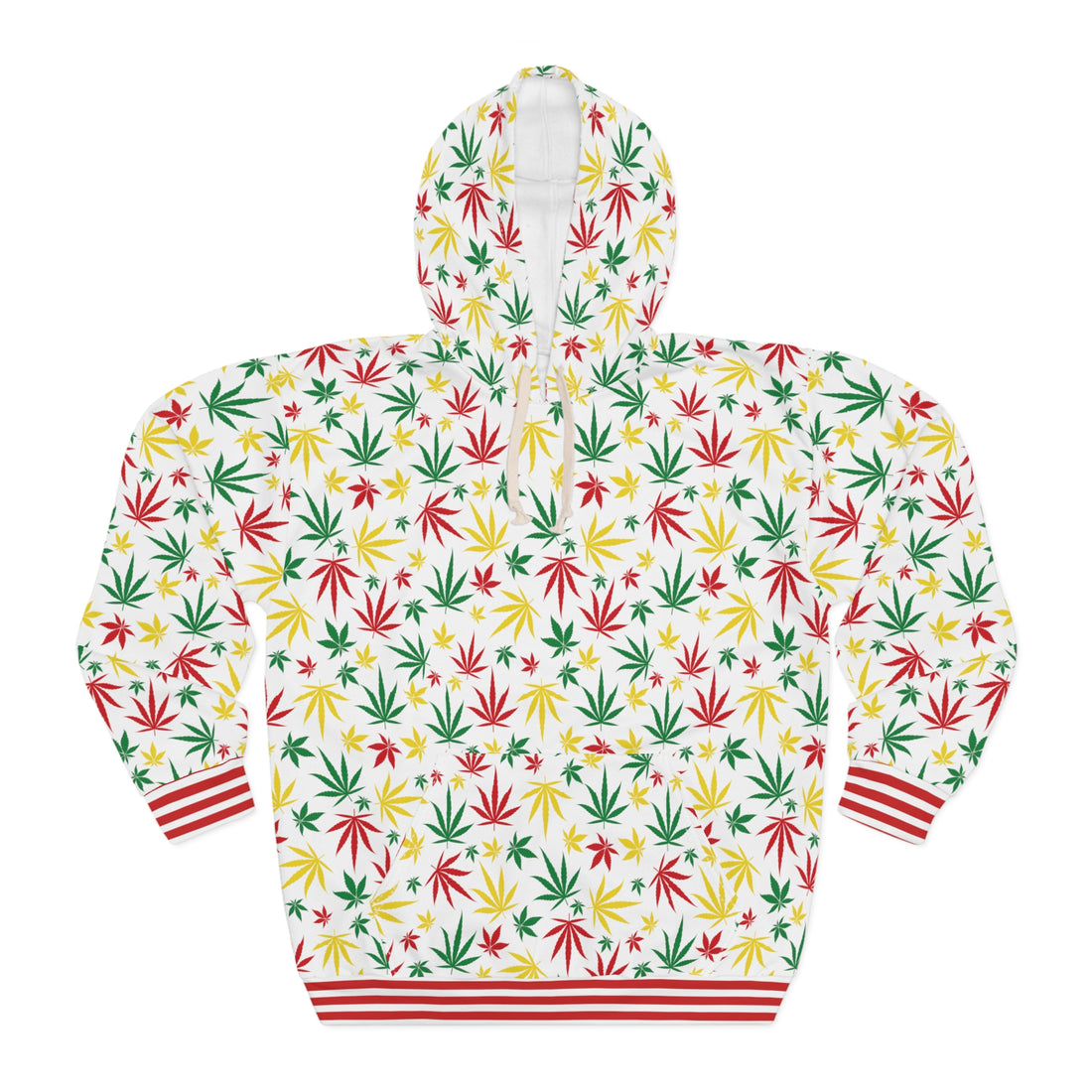 White Tropical Rasta Toned Pullover Hoodie