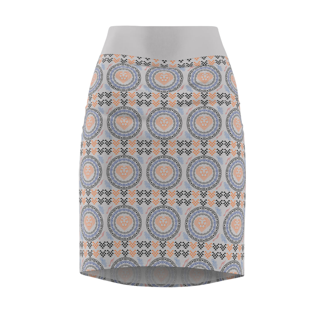 Slate Geo Lion Head Pencil Skirt