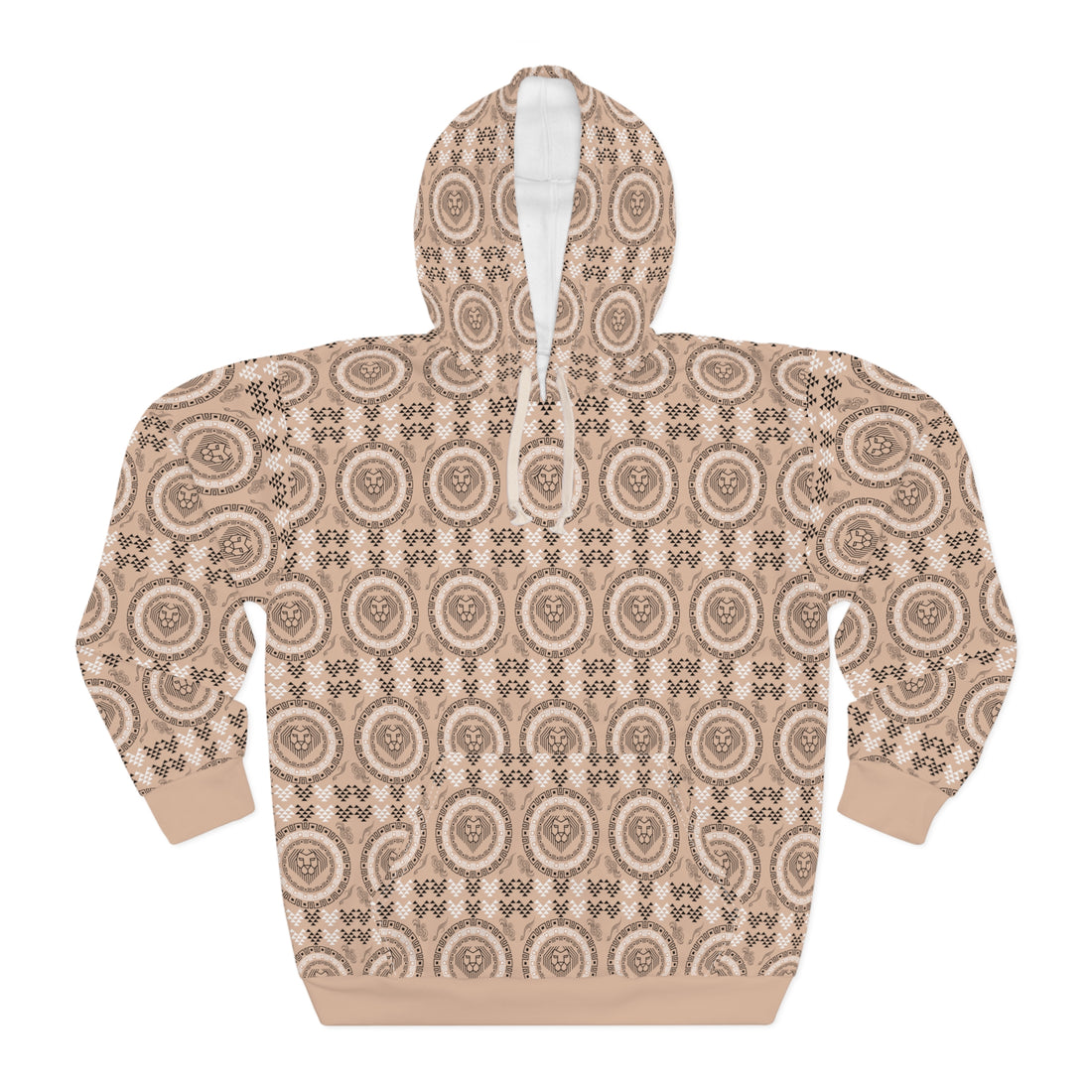 Nude Geo Lion Head Pullover Hoodie