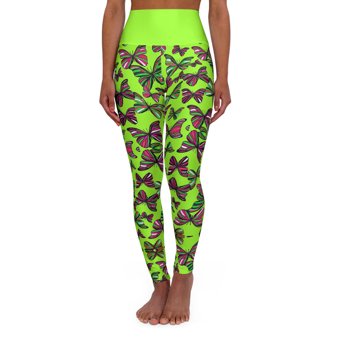 Lime Green Butterfly Kaleidoscope Yoga Leggings