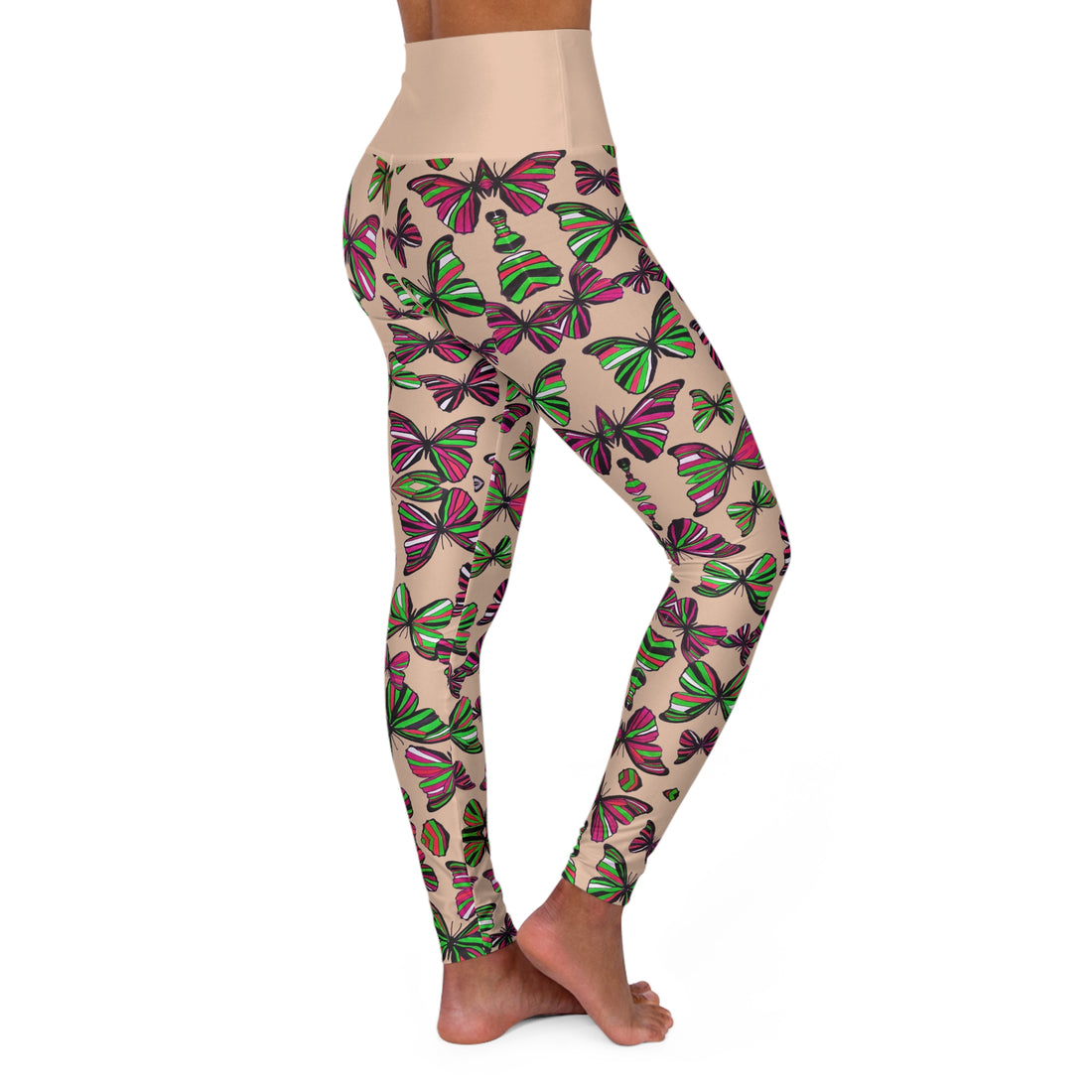 Nude Butterfly Kaleidoscope Yoga Leggings