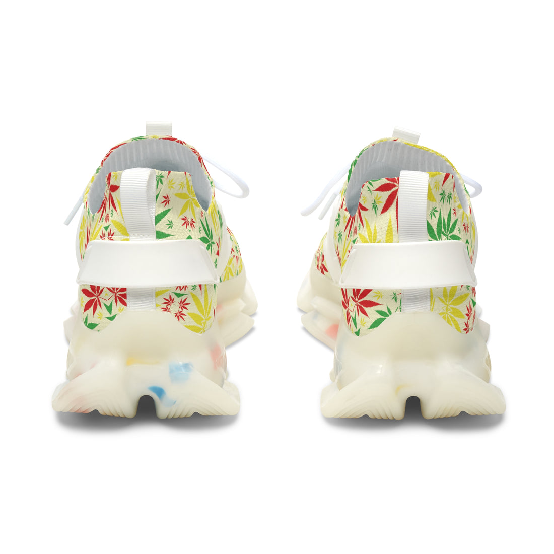 Cream Tropical Rasta Toned Women's Mesh Knit Sneakers