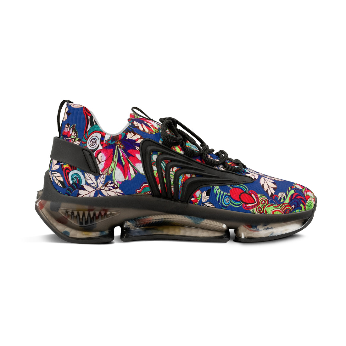 Royal Blue Floral Pop OTT Men's Mesh Knit Sneakers