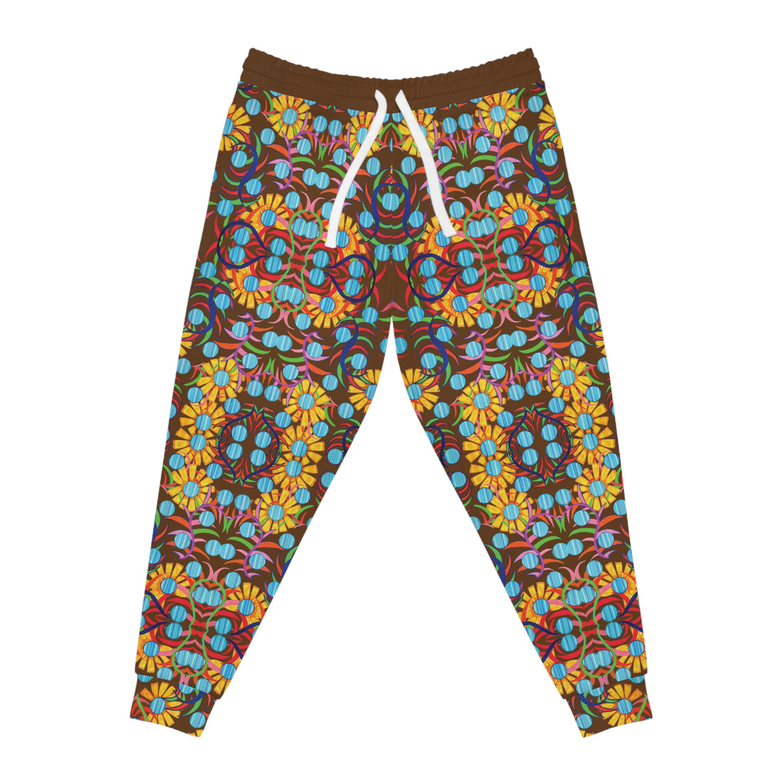 Brown AOP Sunflower Print Joggers