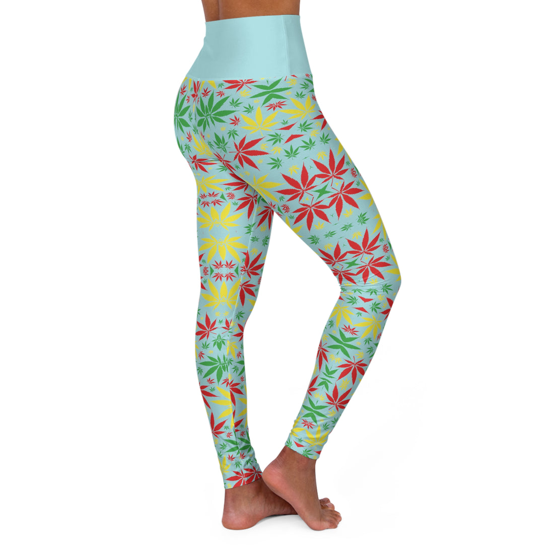 Icy Blue Tropical Rasta Toned Yoga Leggings