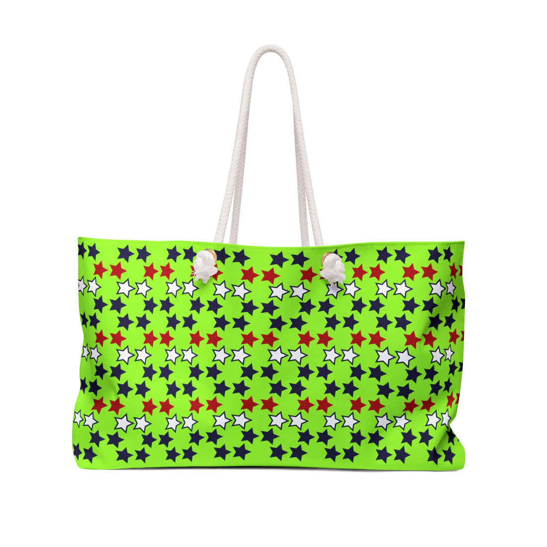 Lime Green Starry Weekender Tote Bag