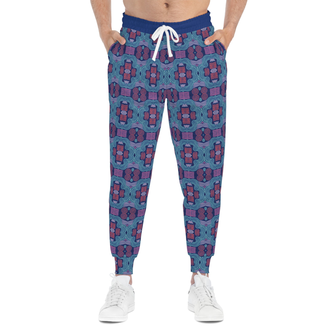 Blue Geometric Print Unisex Joggers