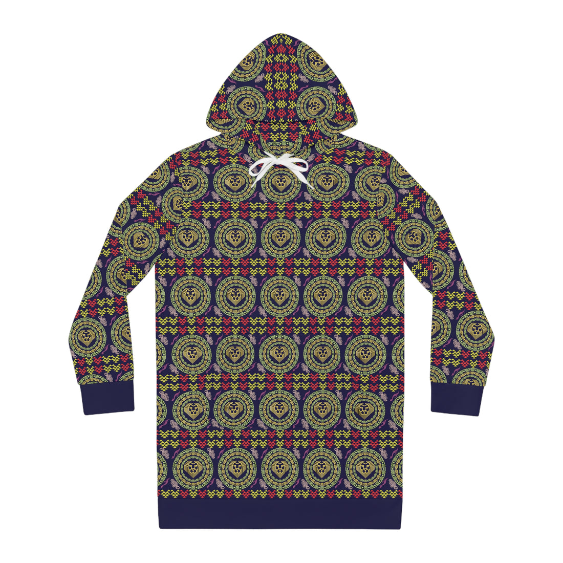 Ink Geo Lion Head Hoodie Dress (AOP)
