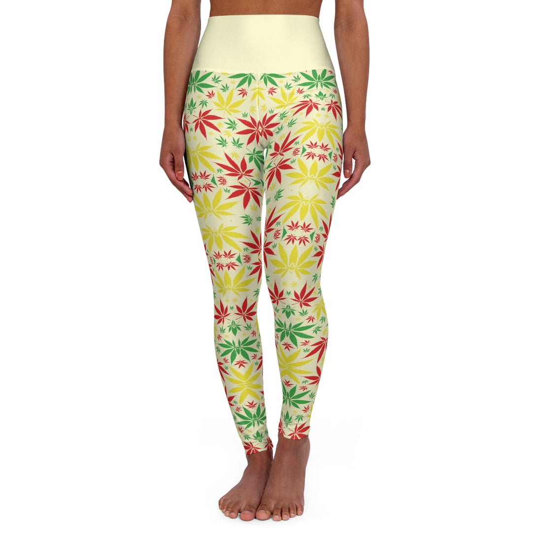 Cream Tropical Rasta Toned Yoga Leggings