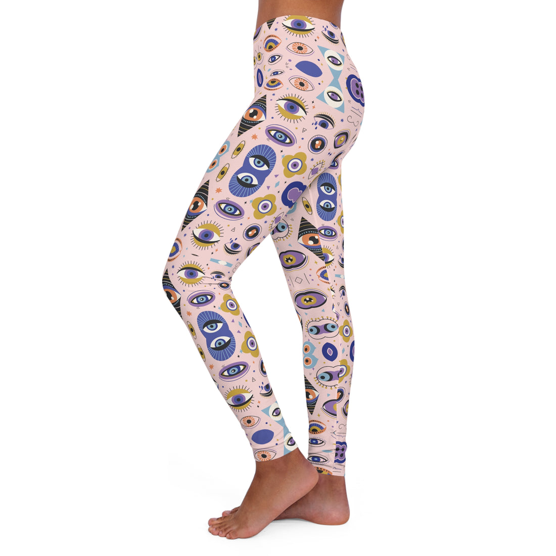 Pale Pink Abstract Evil Eye Spandex Leggings