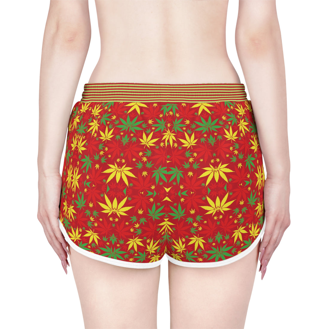 Red Tropical Rasta Toned Relaxed Gym Shorts