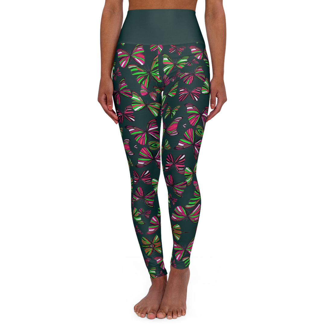 Bottle Green Butterfly Kaleidoscope Yoga Leggings