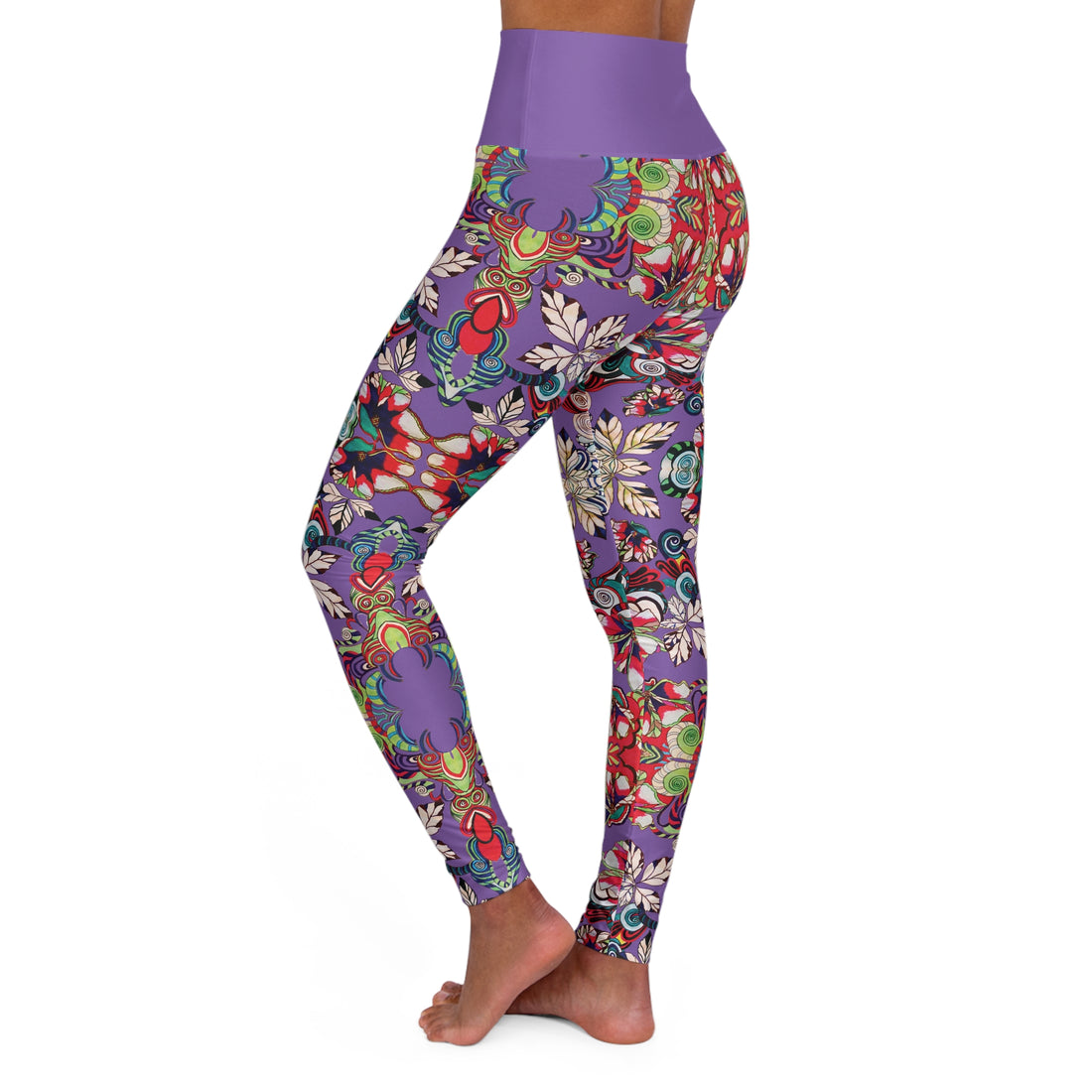 Pearl Purple Graphic Floral Yoga Leggings