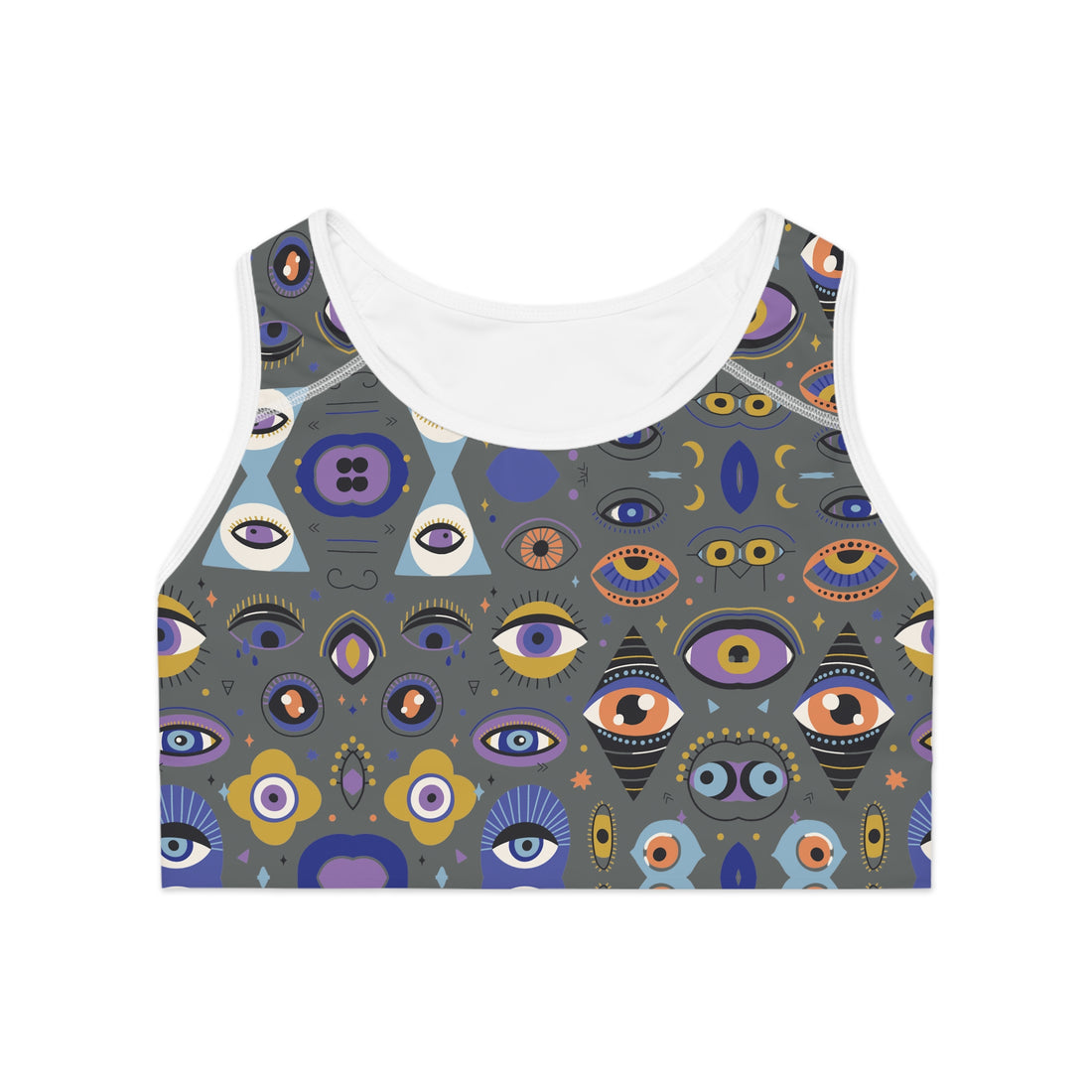 Ash Abstract Evil Eye Racerback (AOP) Sports Bra