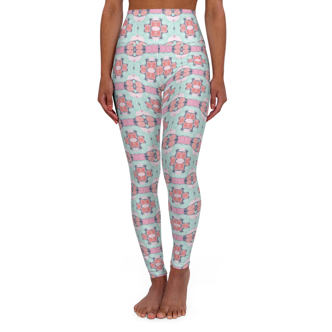 White Geometric Print Yoga Leggings
