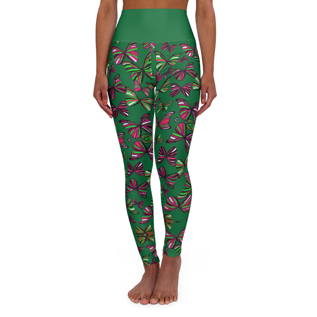 Emerald Butterfly Kaleidoscope Yoga Leggings