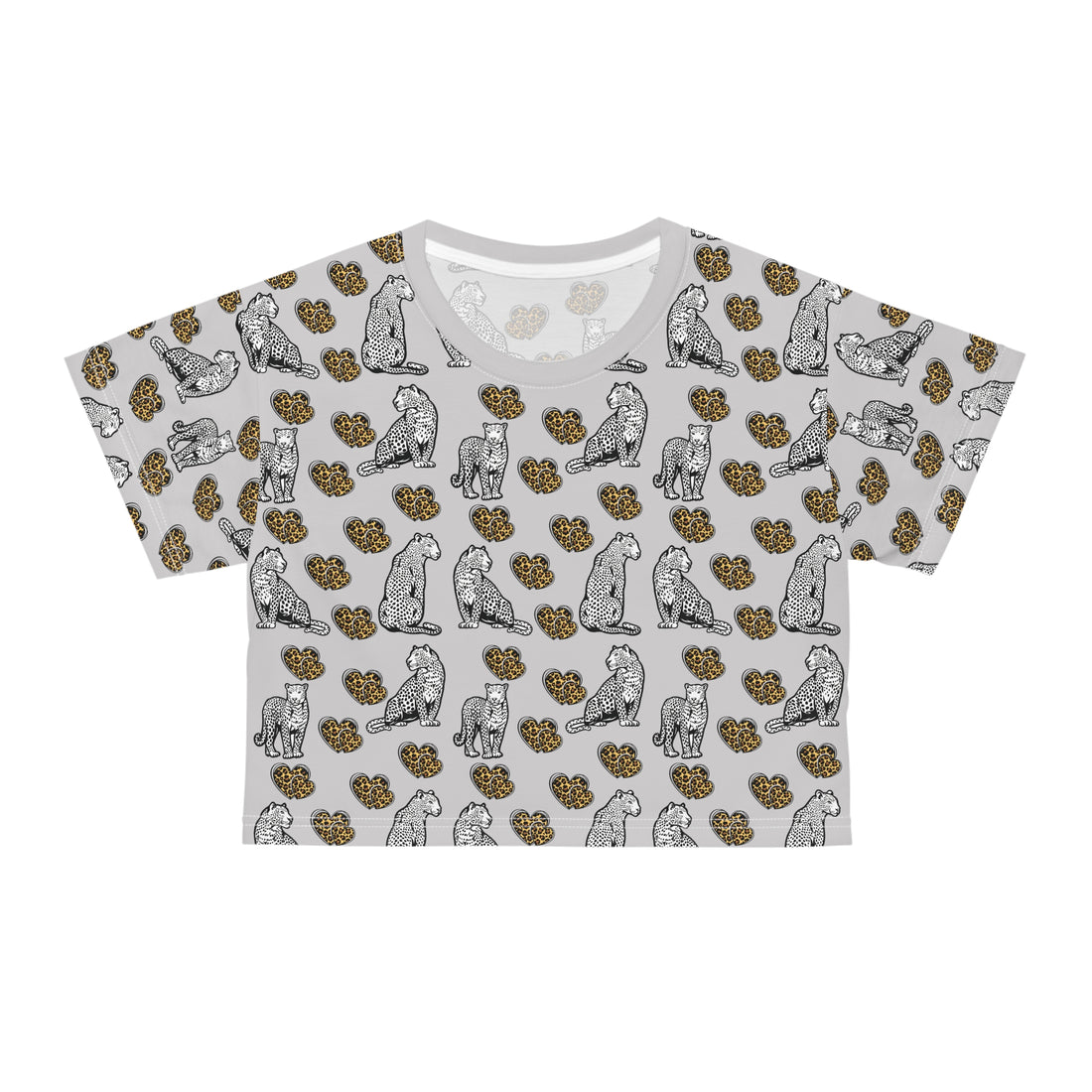Slate Cheetah Hearts AOP Crop Tee