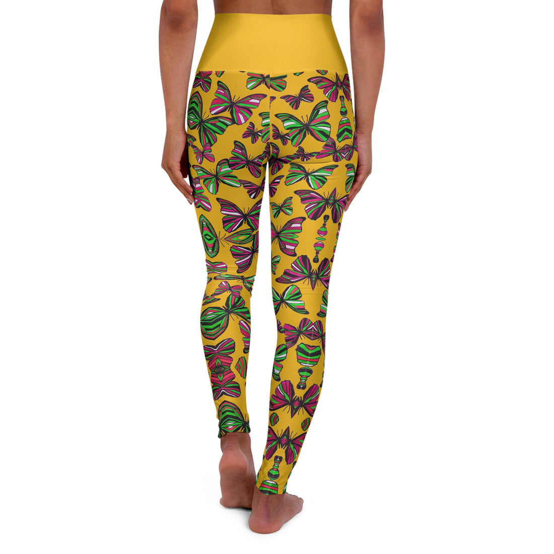 Yellow Butterfly Kaleidoscope Yoga Leggings