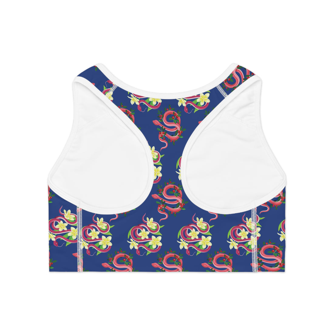 Royal Blue Snake Print (AOP) Racerback Sports Bra