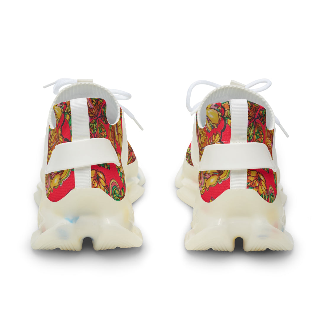 Red Artsy Floral OTT Men's Mesh Knit Sneakers