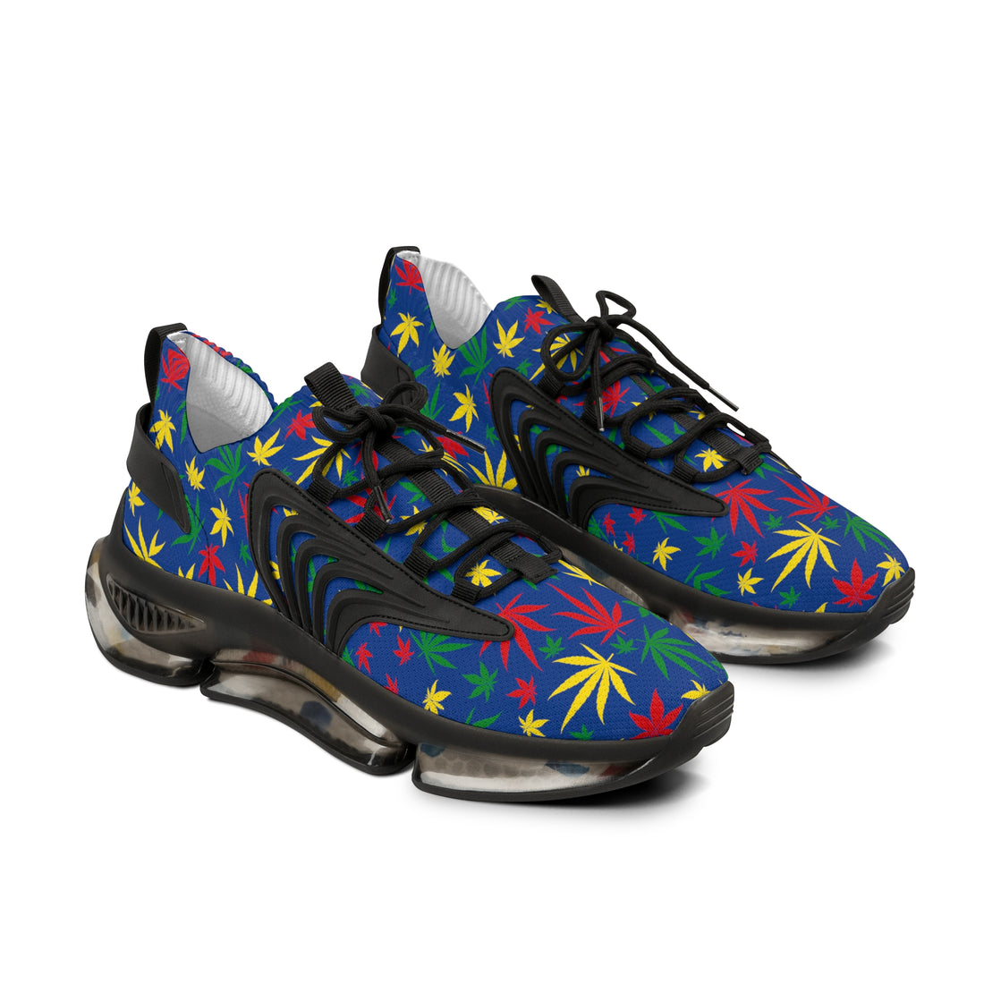 Blue Tropical Rasta Toned Men's Mesh Knit Sneakers