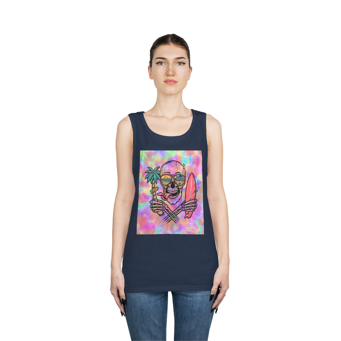 Tye Dye Skull Print Unisex Tank Top