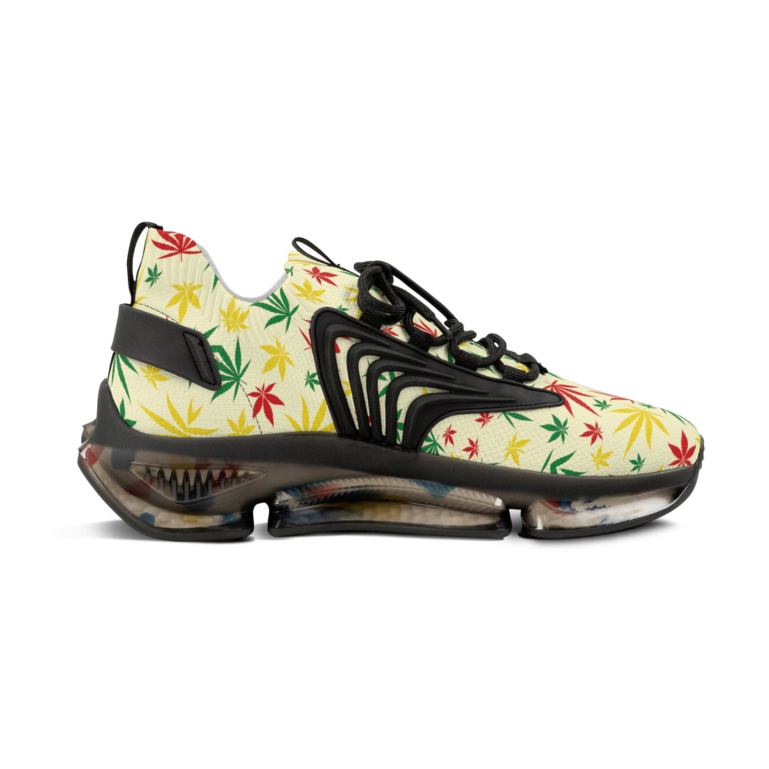 Cream Tropical Rasta Toned Men's Mesh Knit Sneakers