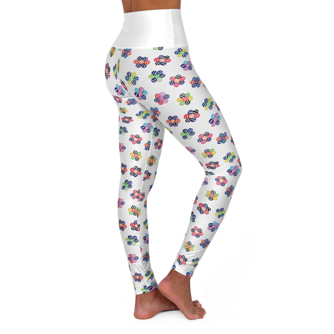White Candy Florals Yoga Leggings