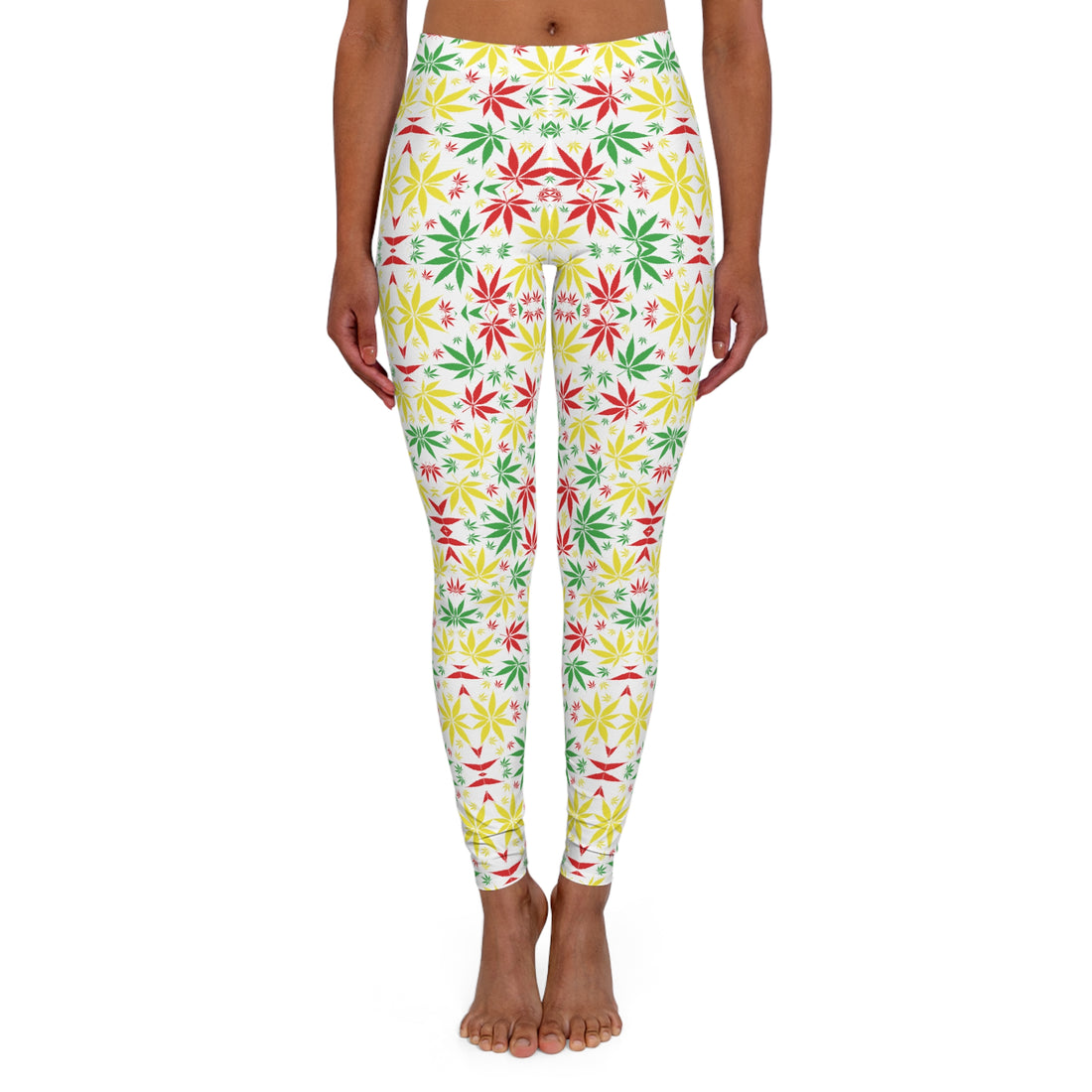 White Tropical Rasta Toned Spandex Leggings