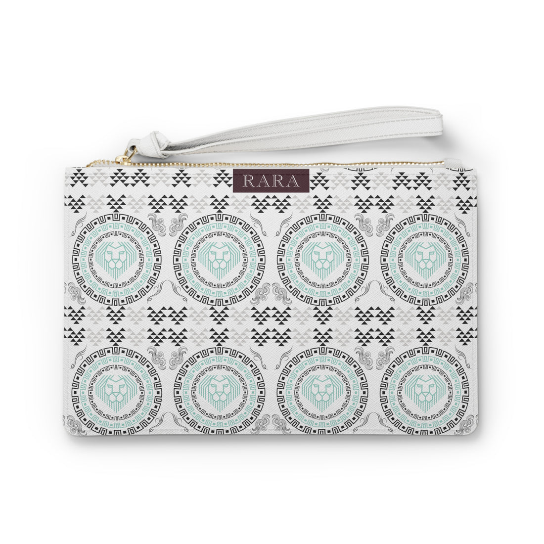 White Geo Lion Head Clutch Bag