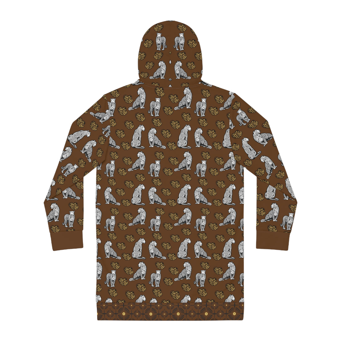 Brown Cheetah Hearts Hoodie Dress (AOP)