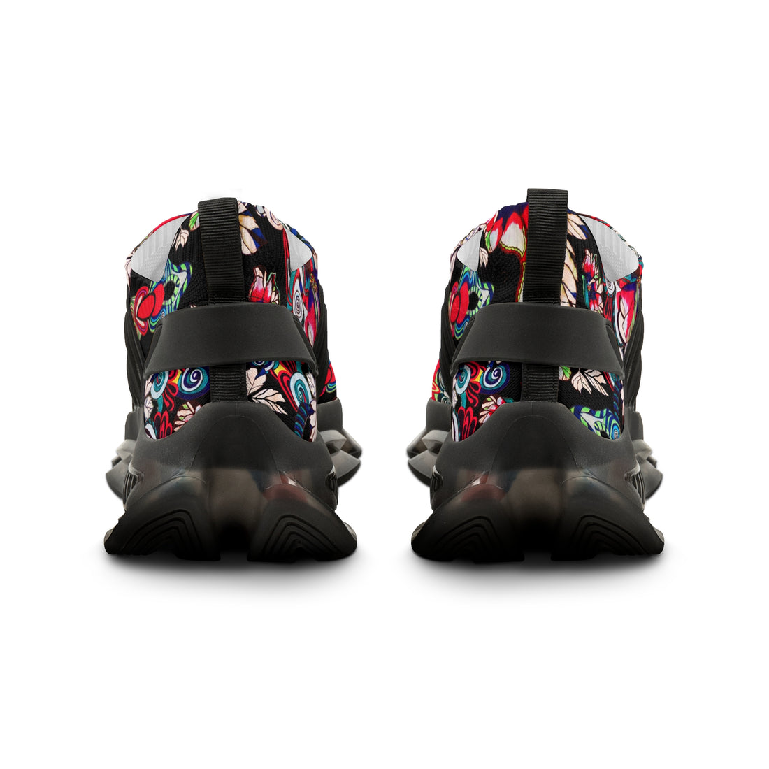 Black Floral Pop OTT Men's Mesh Knit Sneakers
