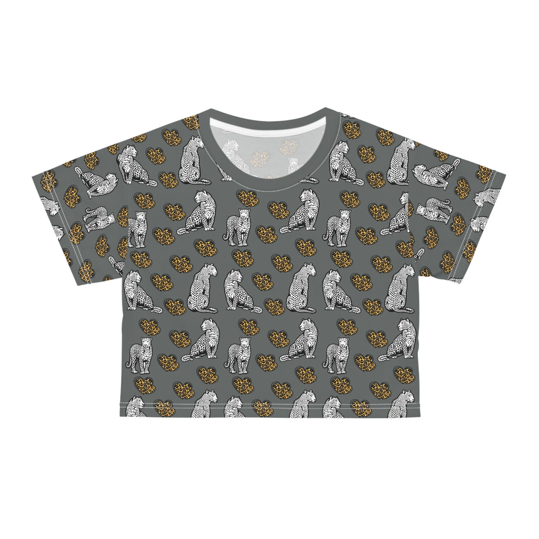 Ash Cheetah Hearts AOP Crop Tee