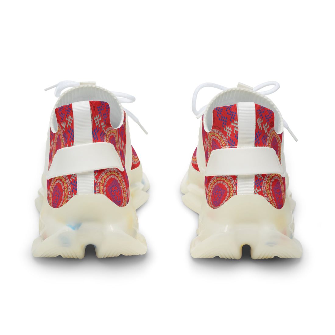 Red Geo Lion Head Men's Mesh Knit Sneakers