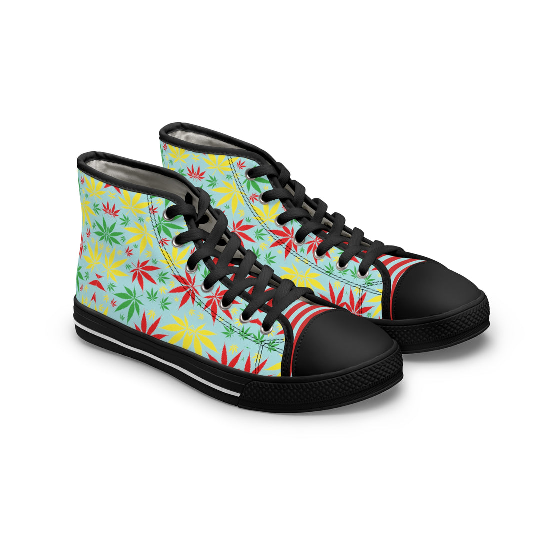 Icy Blue Tropical Rasta Toned Women's High Top Sneakers