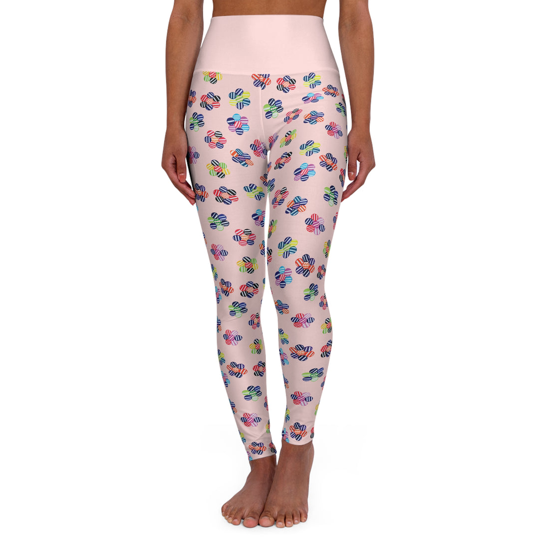 Pale Pink Candy Florals Yoga Leggings