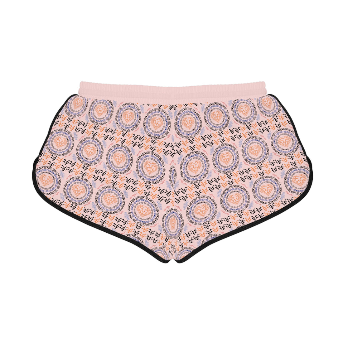 Pale Pink Geo Lion Head Relaxed Gym Shorts