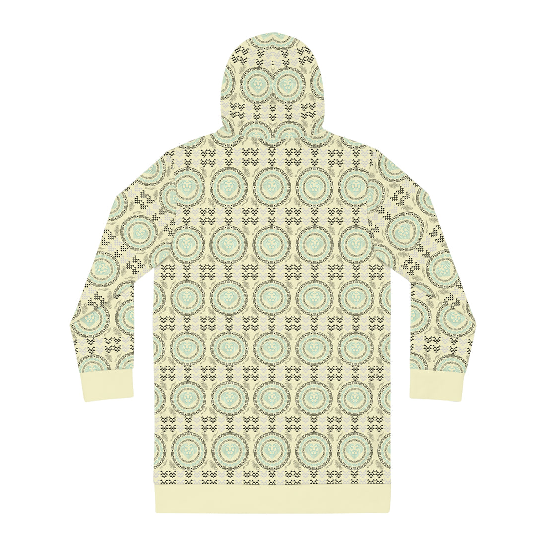 Cream Geo Lion Head Hoodie Dress (AOP)