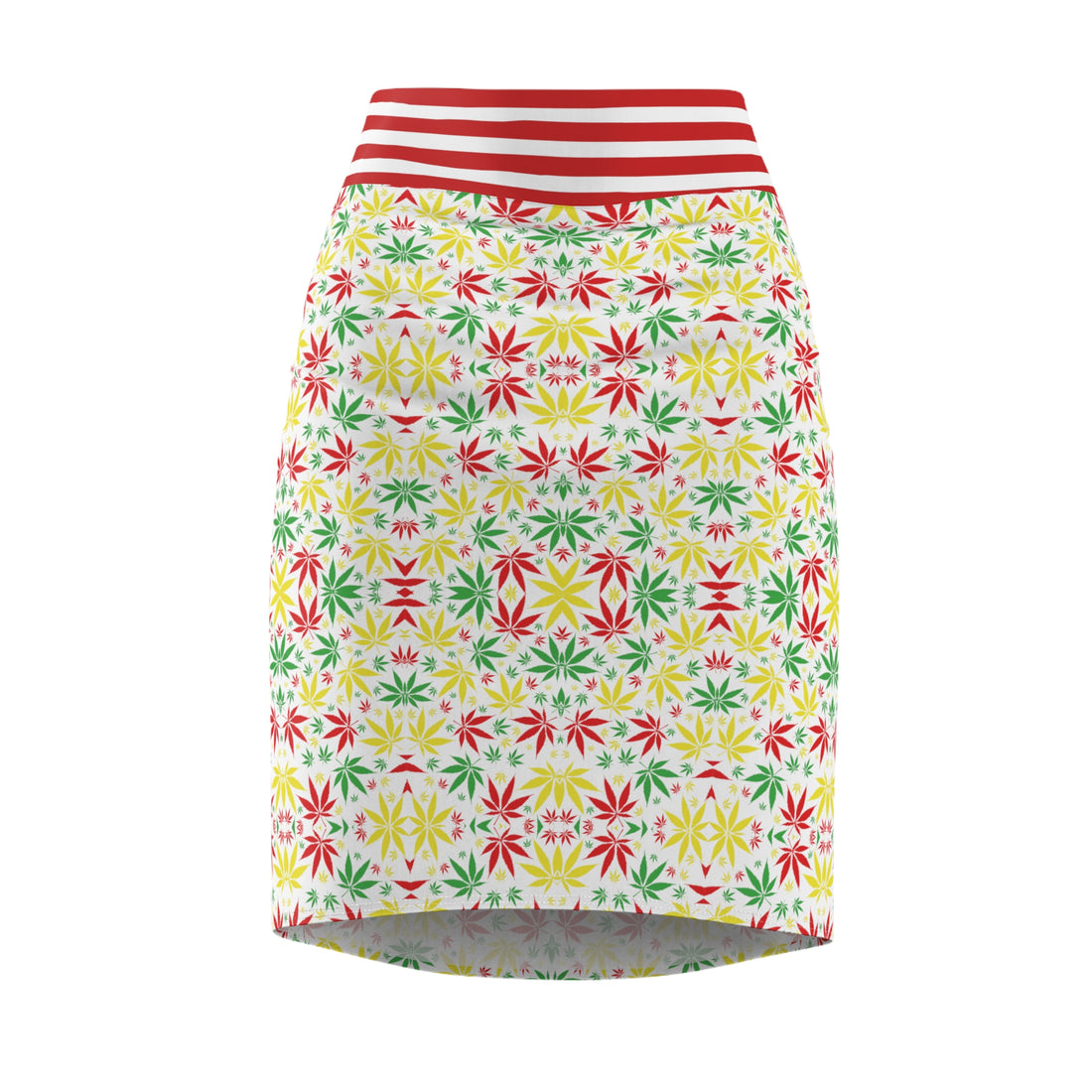 White Tropical Rasta Toned Pencil Skirt