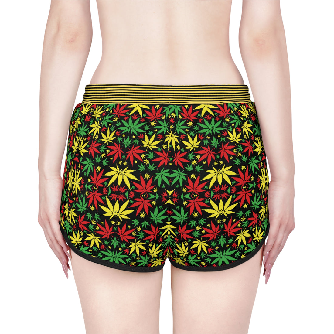 Black Tropical Rasta Toned Relaxed Gym Shorts