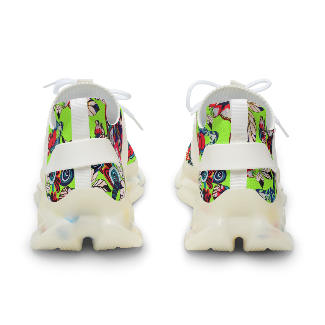 Lime Green Floral Pop OTT Men's Mesh Knit Sneakers