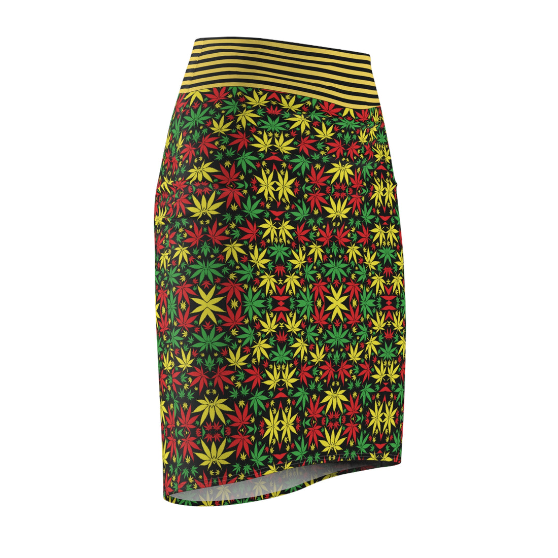 Black Tropical Rasta Toned Pencil Skirt