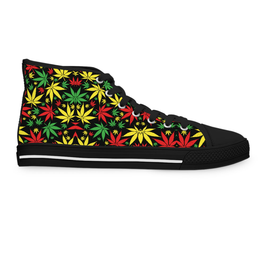 Black Tropical Rasta Toned Women's High Top Sneakers