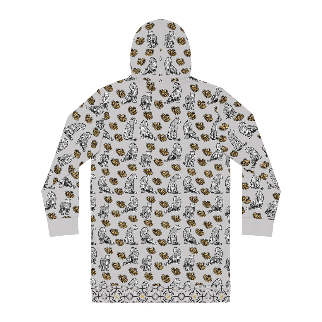 Slate Cheetah Hearts Hoodie Dress (AOP)
